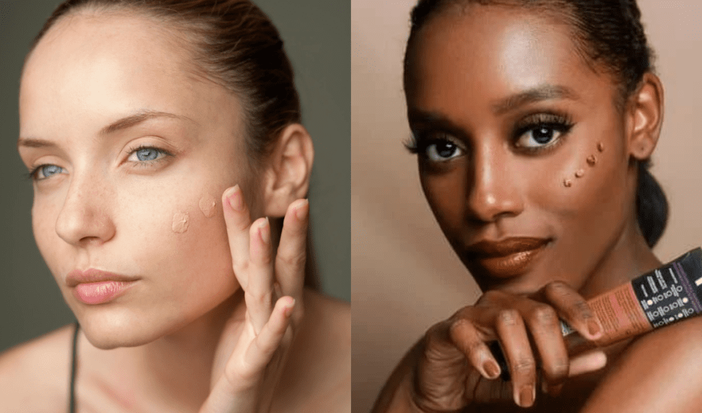 2 woman testing out foundation. Best foundation. how to apply powder foundation. How to choose makeup foundation. Makeup foundation types. Makeup foundation tips. Types of foundation makeup. what is foundation makeup.